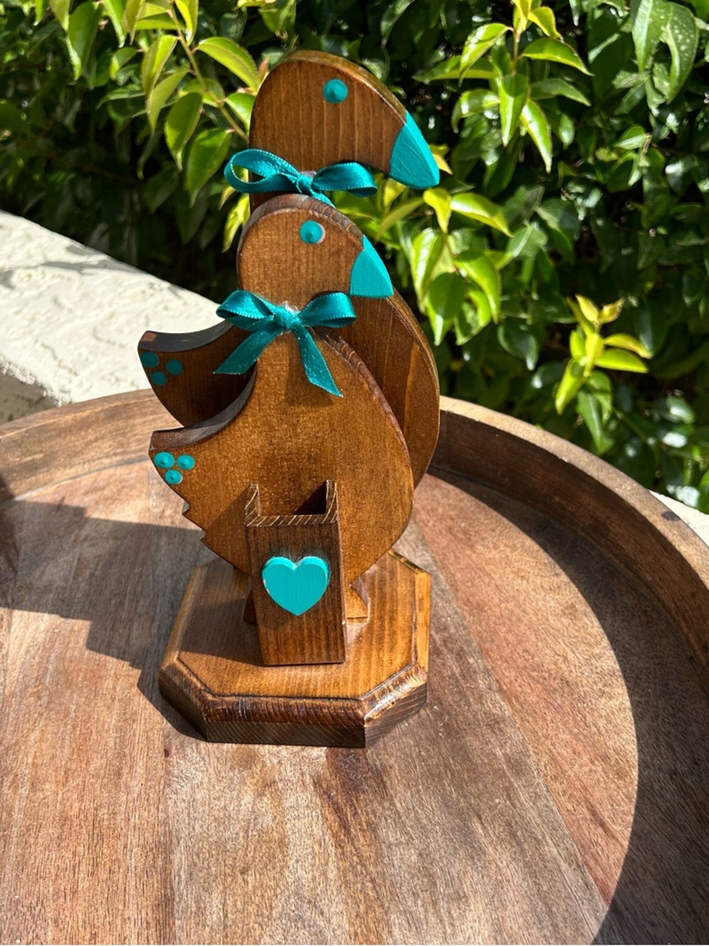 Handcrafted vintage  Wooden Goose pen and paper holder